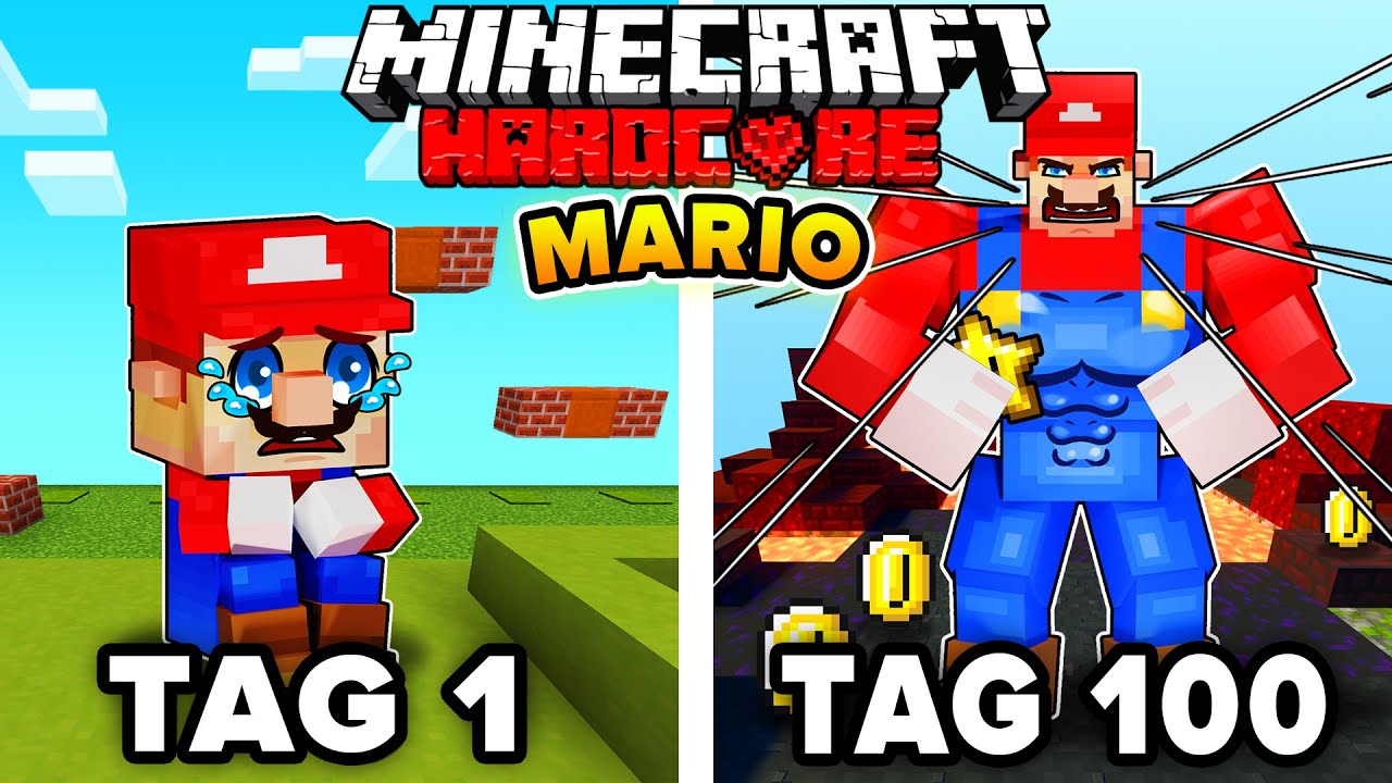 Ich überlebe 100 TAGE als MARIO  in Minecraft Hardcore!