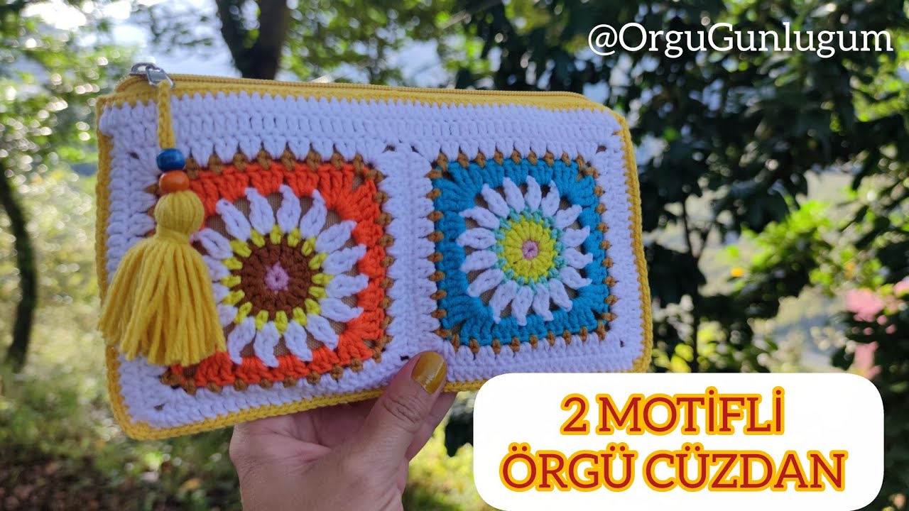 İKİ MOTİFLİ ÖRGÜ CÜZDAN YAPIMI ✅ Gala cüzdan yapımı ✅Motifli çiçek cüzdan✅ CROCHET BAG✅ KNİT BAG