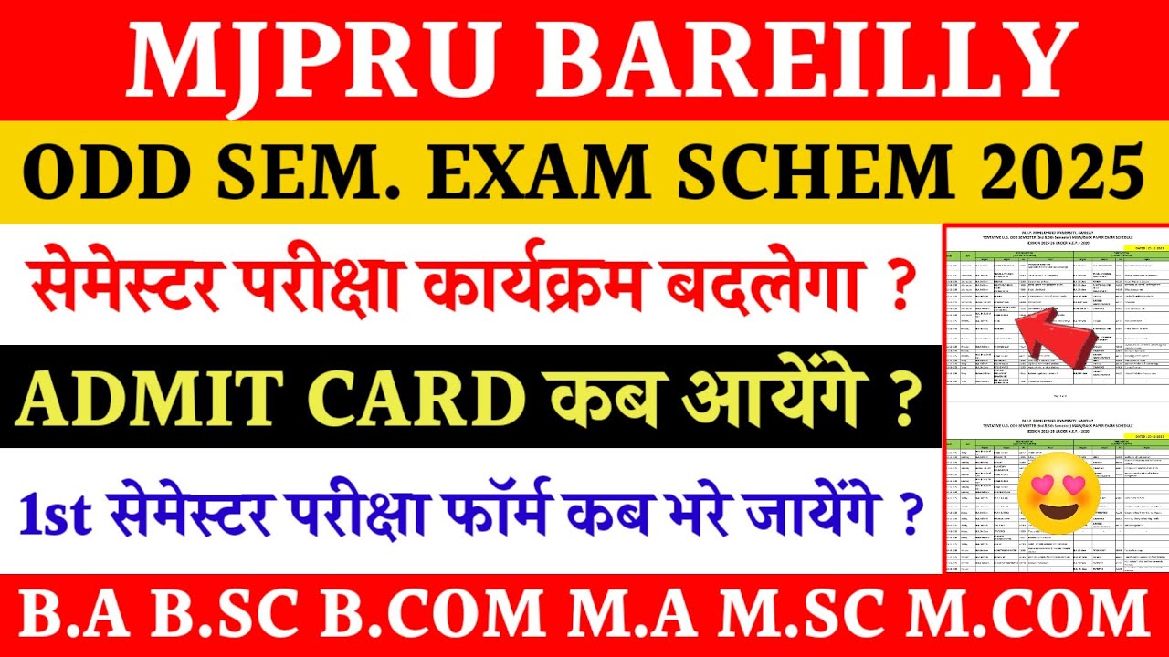 Mjpru exam date change 2025 | ug odd sem exam scheme mjpru 2025 | mjpru exam form last date 2025