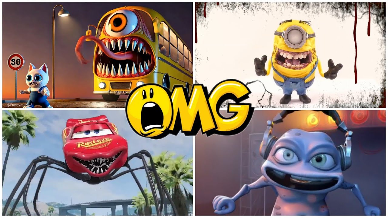 Sonic EXE 🆚 Crazy Frog 🆚 McQueen 🆚  Giant Monster Bus   coffin dance #part16