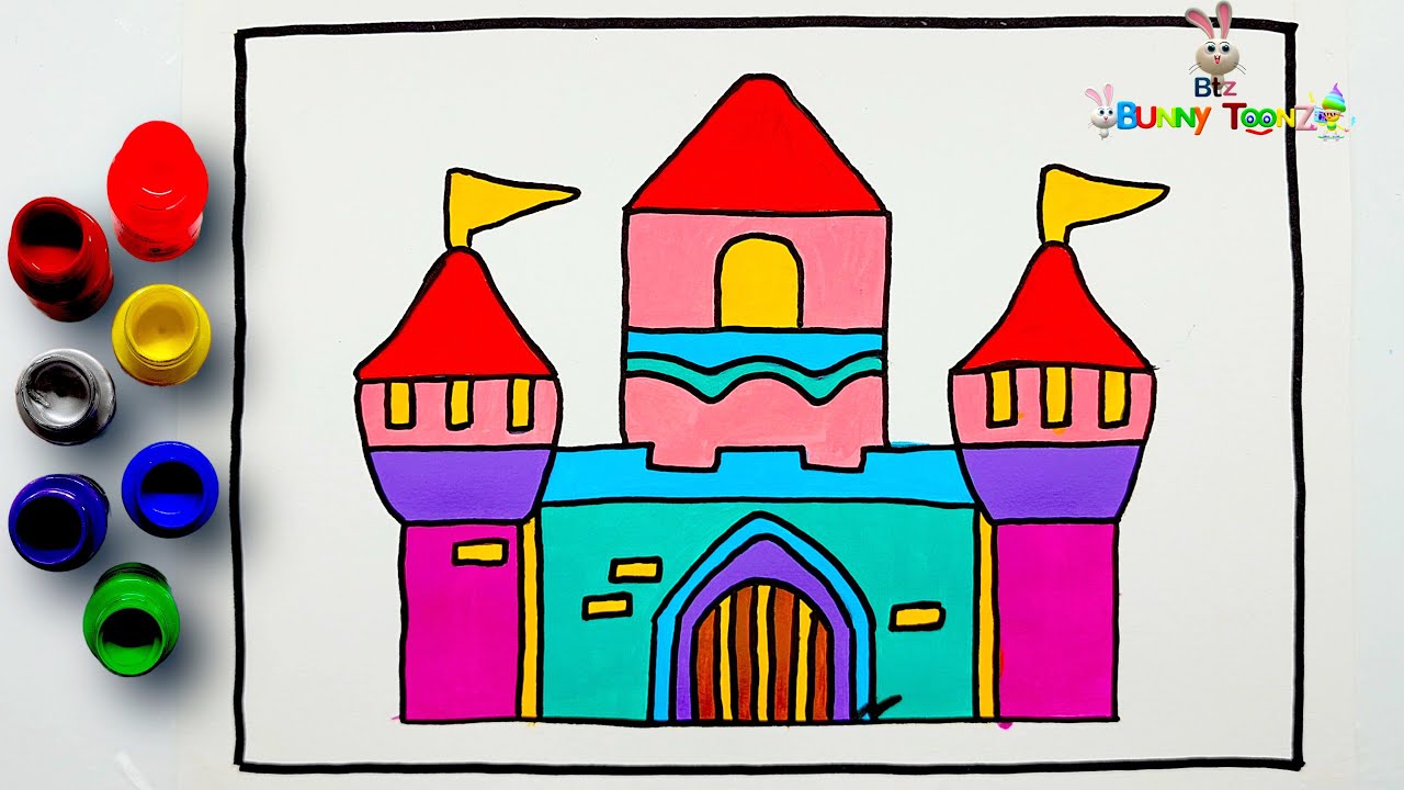 How to draw a Castle | Step by Step drawing for Kids | Easy Castle Drawing