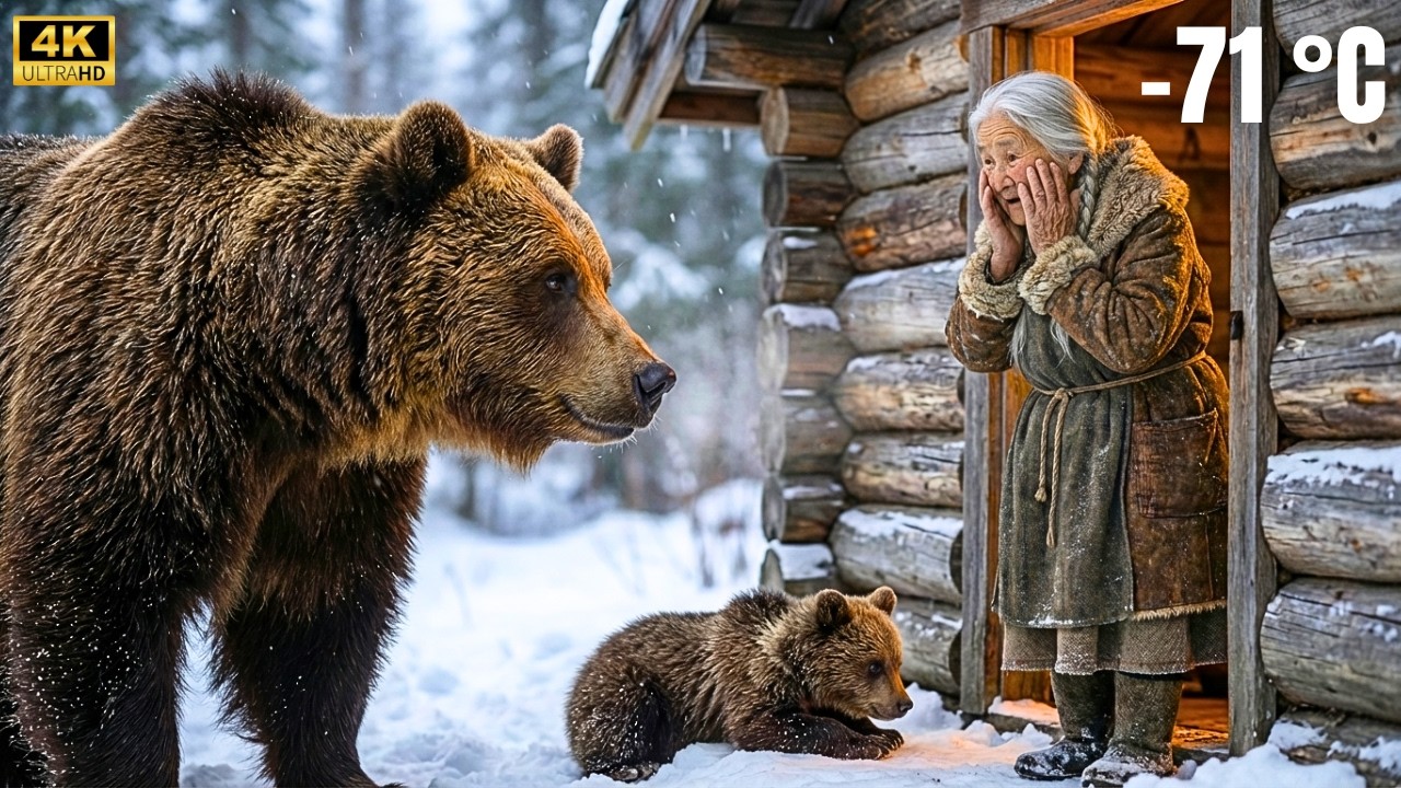 Wild Bear Brings Injured Cub to the Door of a 90-Year-Old Woman at −71°C in Siberia 🐻