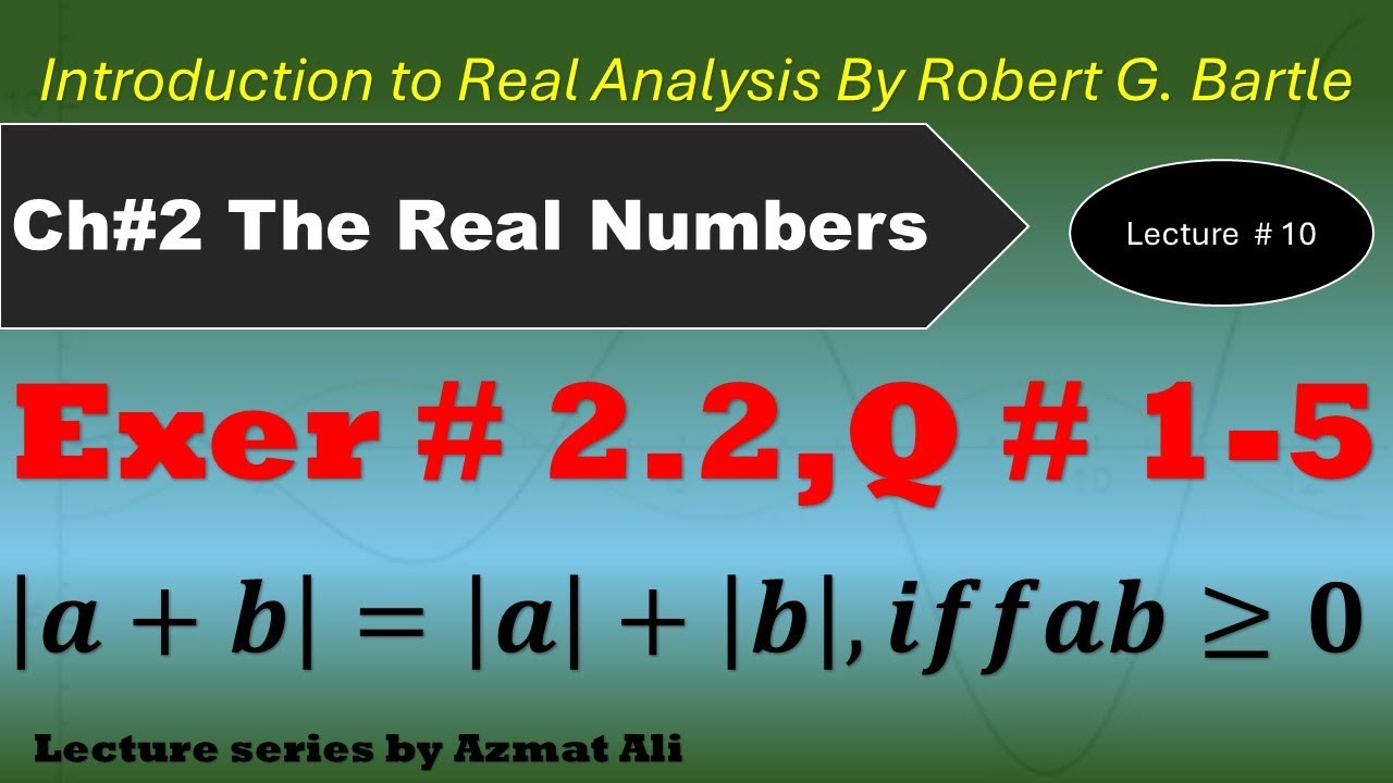 10. Ch # 2 The Real Numbers | Exercise 2.2, Question 1 to 5 | Real Analysis by Robert G Bartle