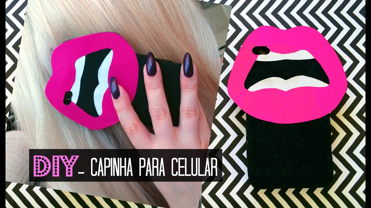 DIY - CAPINHA DE BOCA ROSA / capinha de celular com cola quente e EVA