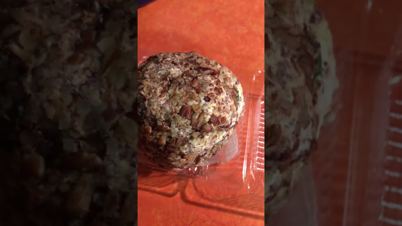 Homemade Cheeseball w/ green onions ranch seas. pecans cream cheese pepper jack & cheddar 