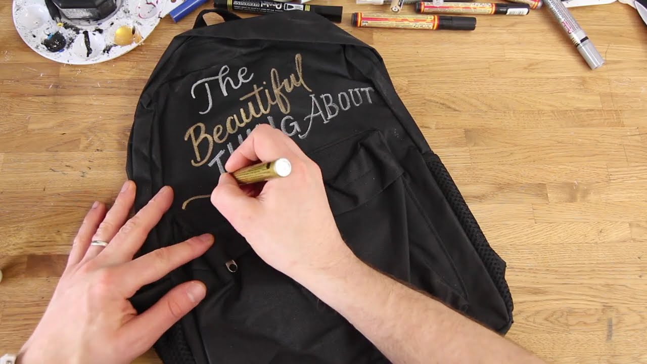 Writing on a Backpack with Gold & Silver markers | Letter Everything #02