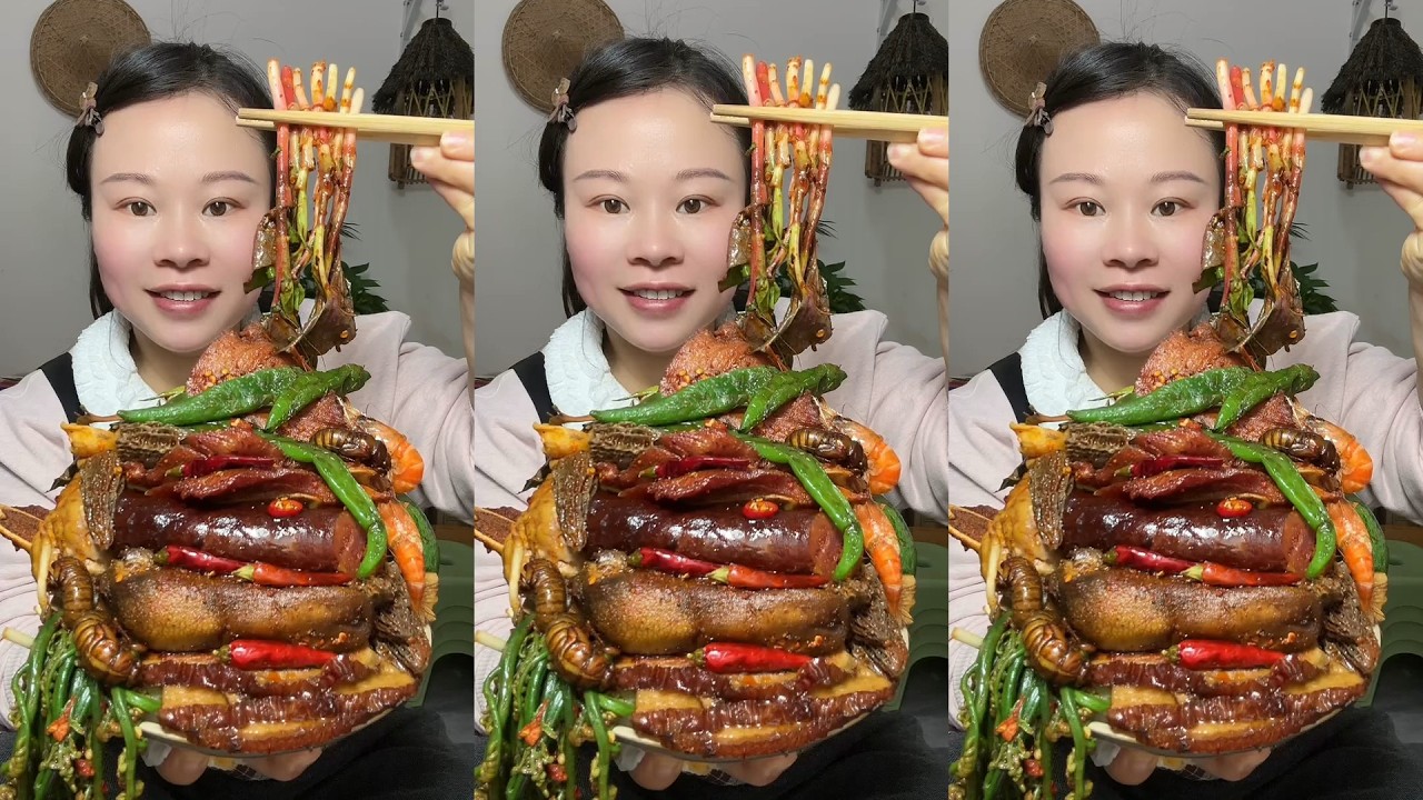 🔥 Homemade Mukbang | Braised Pork, Water Spinach, Eggs & Super Spicy Chili 🌶️ | Super delicious