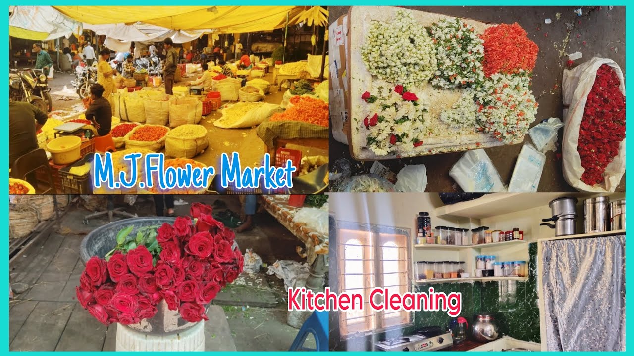 Exploring M.J.Flower Market + Kitchen Cleaning Vlog || Ginger Garlic paste recipe #vlog 