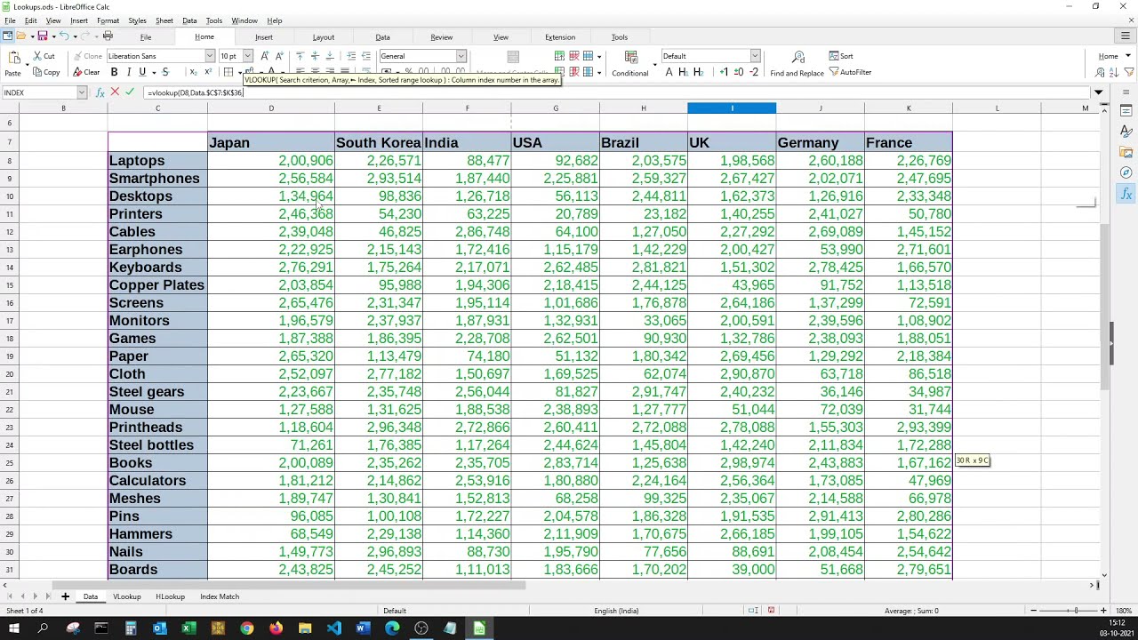 Vlookup in Libreoffice