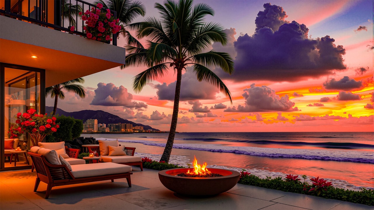 Peaceful Jazz Against A Backdrop Of The Sunset Over The Sea - Soft Jazz On A Luxury Seaside Balcony