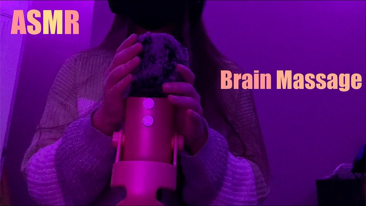 ASMR Fluffy mic brushing and brain massage for sleep (no talking)