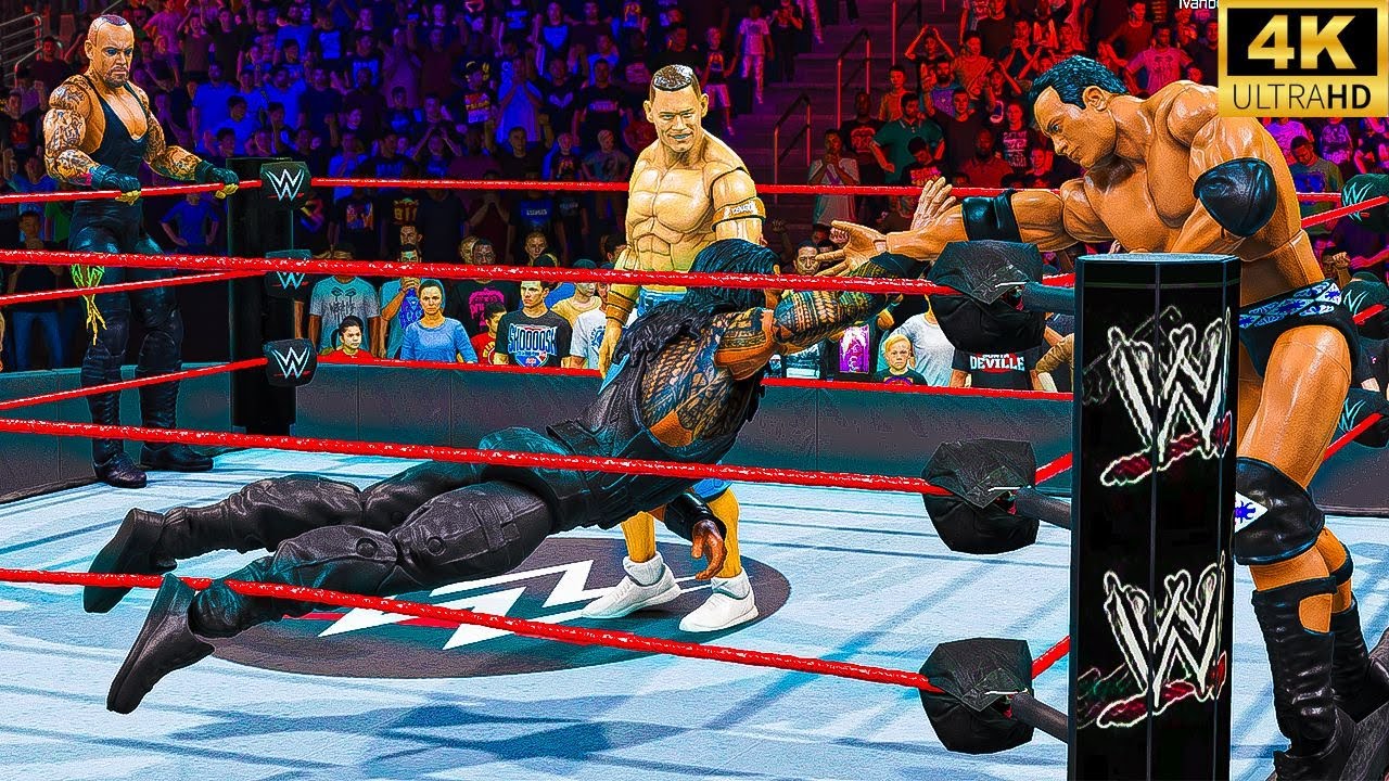 WWE x Mattel - Undertaker & John Cena VS The Rock & Roman Reigns