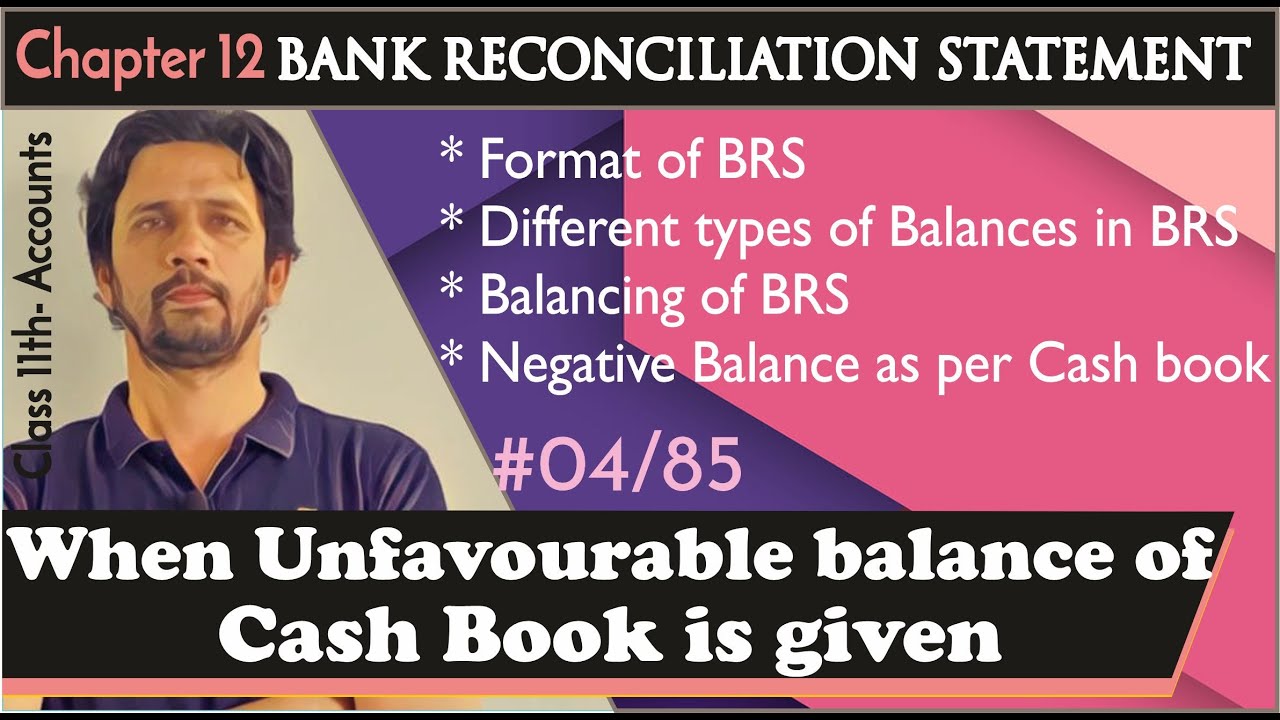 Bank Reconciliation Statement |#4| When Unfavourable (Negative) Balance as per Cash book is given