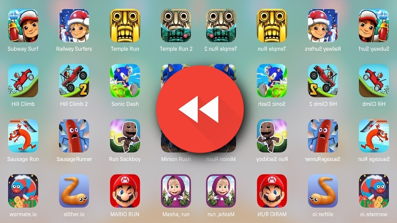 Reversed-Minion Run,Hill Climb Racing 2,TempleRun,RunSackboy,Sausaga,Sonic,Masha,Subway Surf,Mario