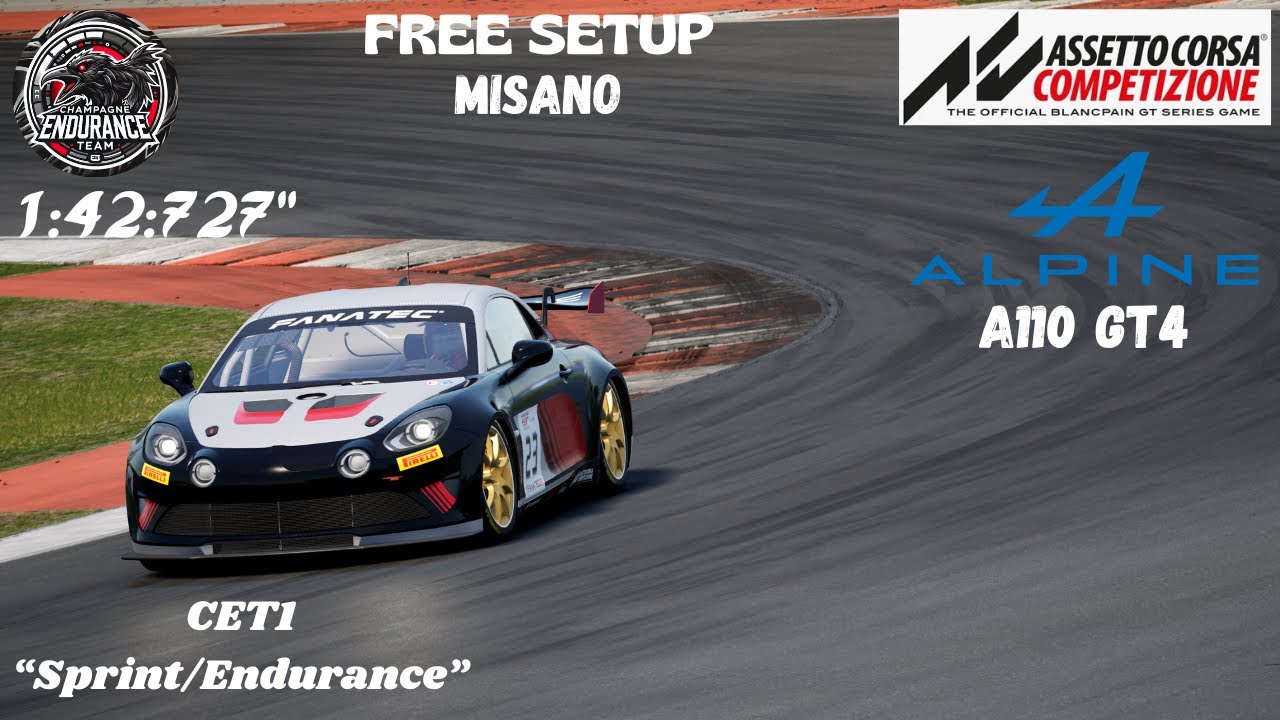 (ACC) Champagne Endurance Team [Setups] : Alpine A110 GT4 [Misano] - 