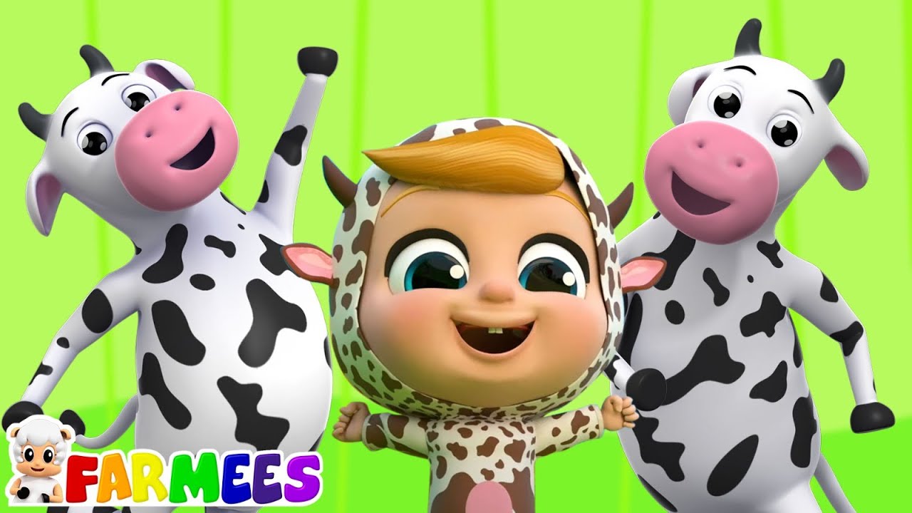 Cinco Pequeñas Vacas + Más Cancion Numero y Poemas Para Niño En Español Por Farmees
