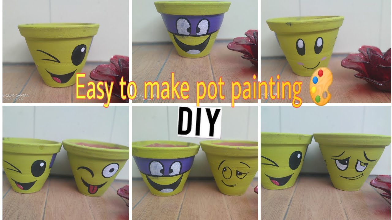 potart||different face impression on pot||easy to make pot painting||DIY