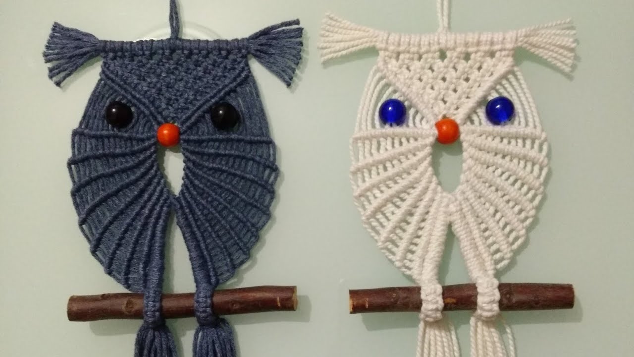 Makrome baykuş  duvar süsü yapımıHowtomakeamacrameowlwaldecorationمكرامية بومة ، زخرفة الجدار صنع