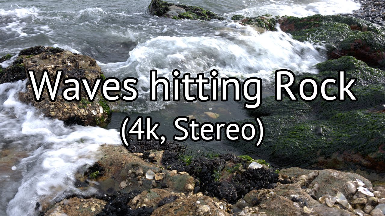 Sound of Waves hitting Rock (4K, Stereo)