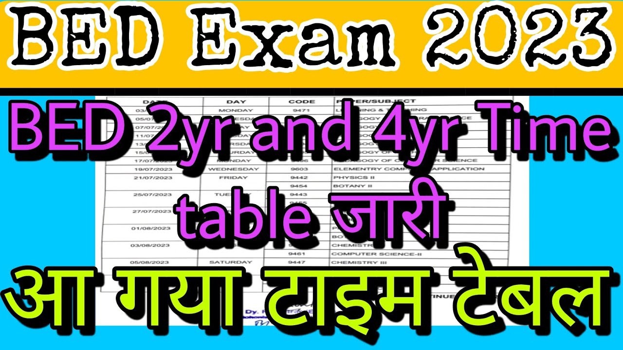 BED EXAMS TIME TABLE JAARI University BED EXAM 2023 / BA BED & BSC BED Examtime table