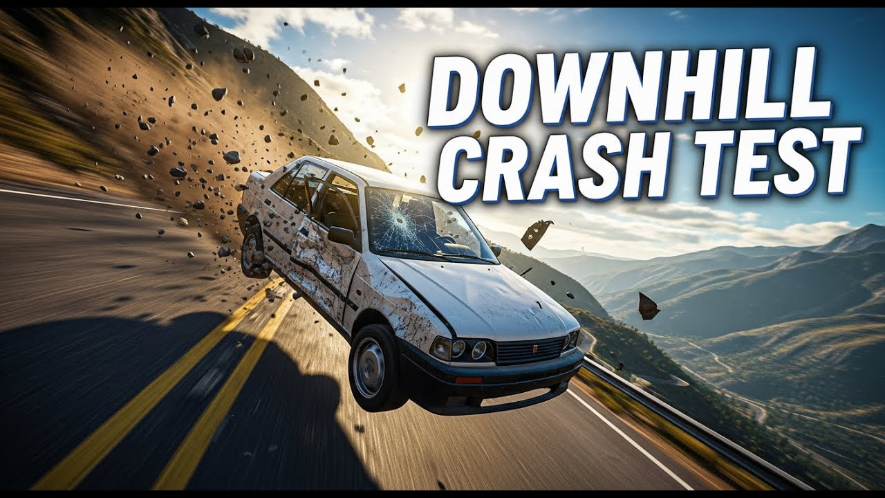 Downhill Crash Test in BeamNG.drive — Extreme Mountain Drops!