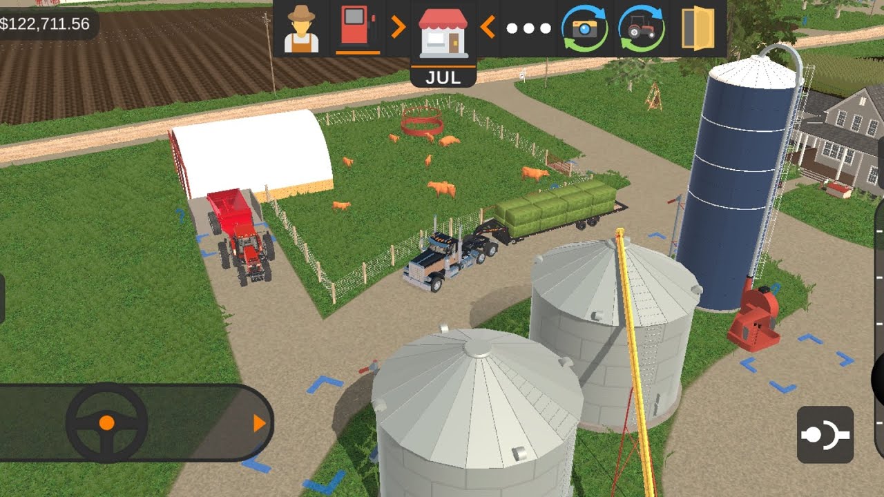 (AMERICAN FARMING MOBILE) Soybean harvest and selling some cows pt-1 