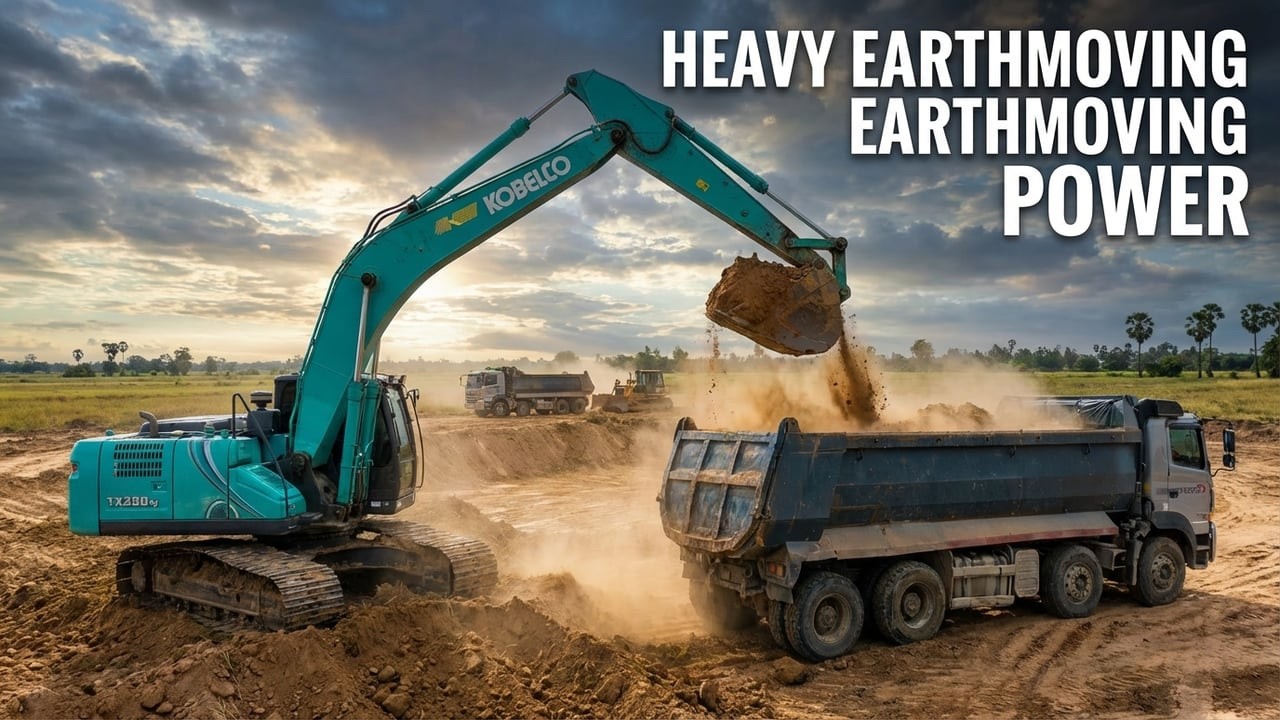 Satisfying Excavator Work | Dump Trucks Hauling Earth All Day