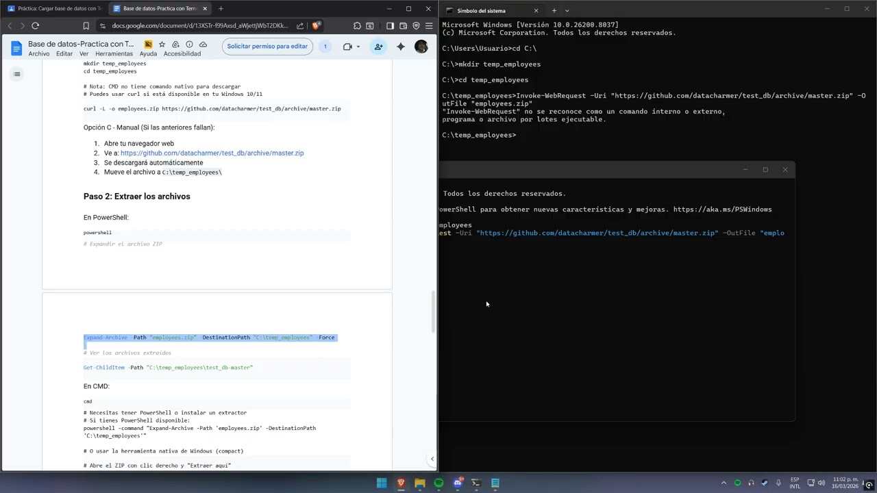 Práctica: Cargar base de datos con Terminal