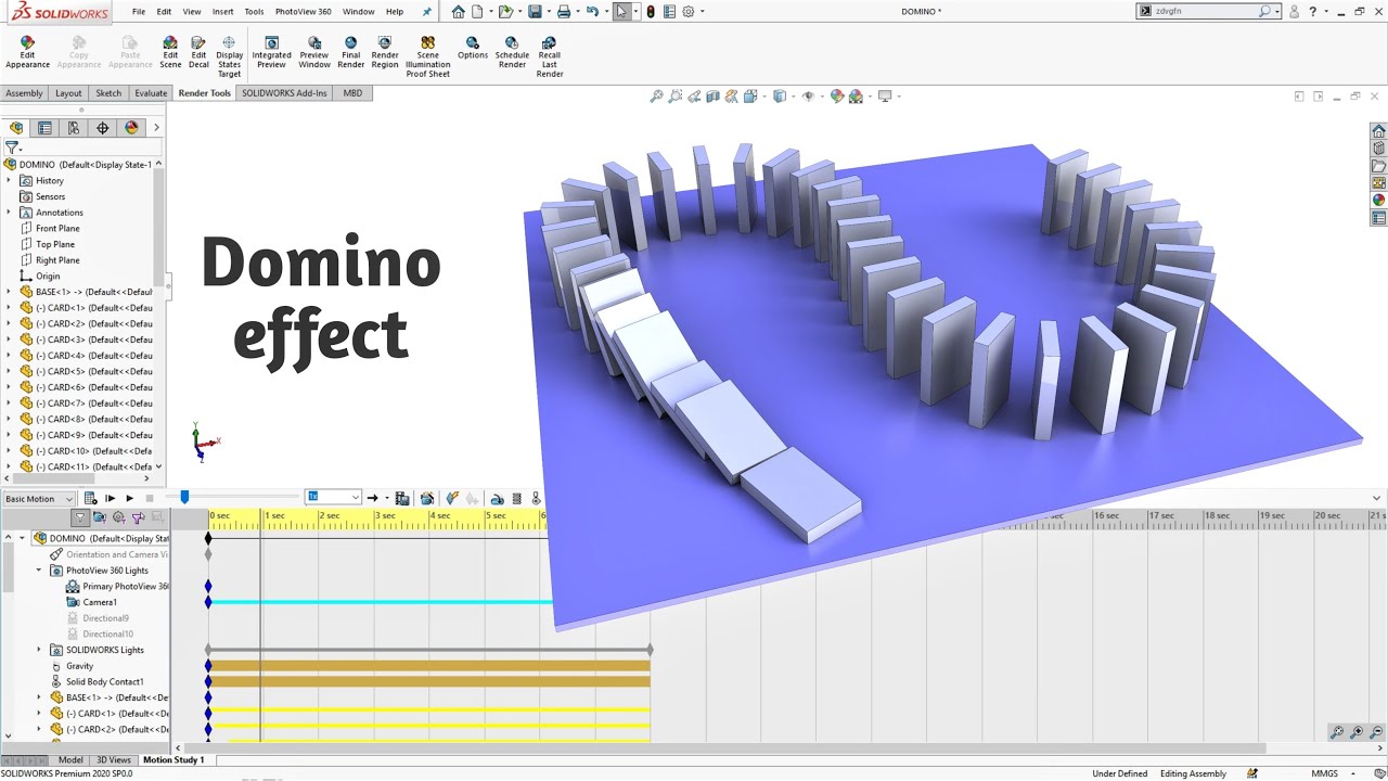 Have fun with Motion Study in Solidworks - Domino effect
