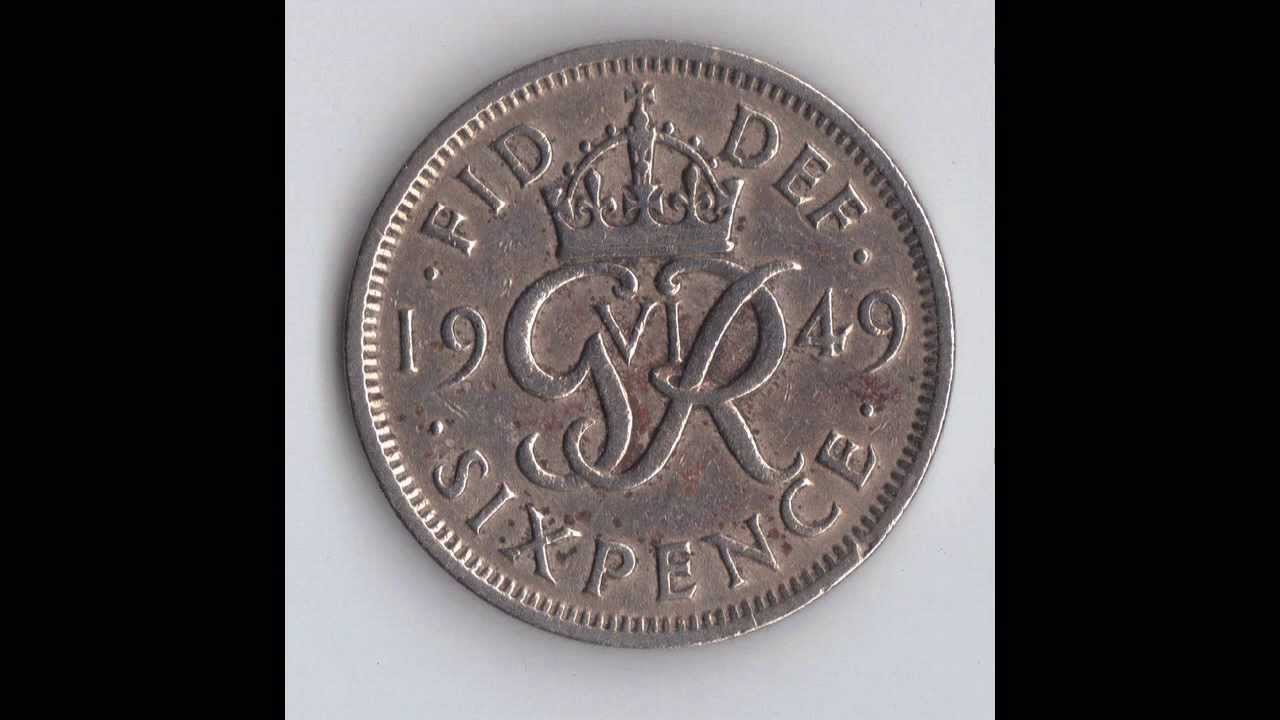 British 1949 cupro nickel Sixpence Coin George VI