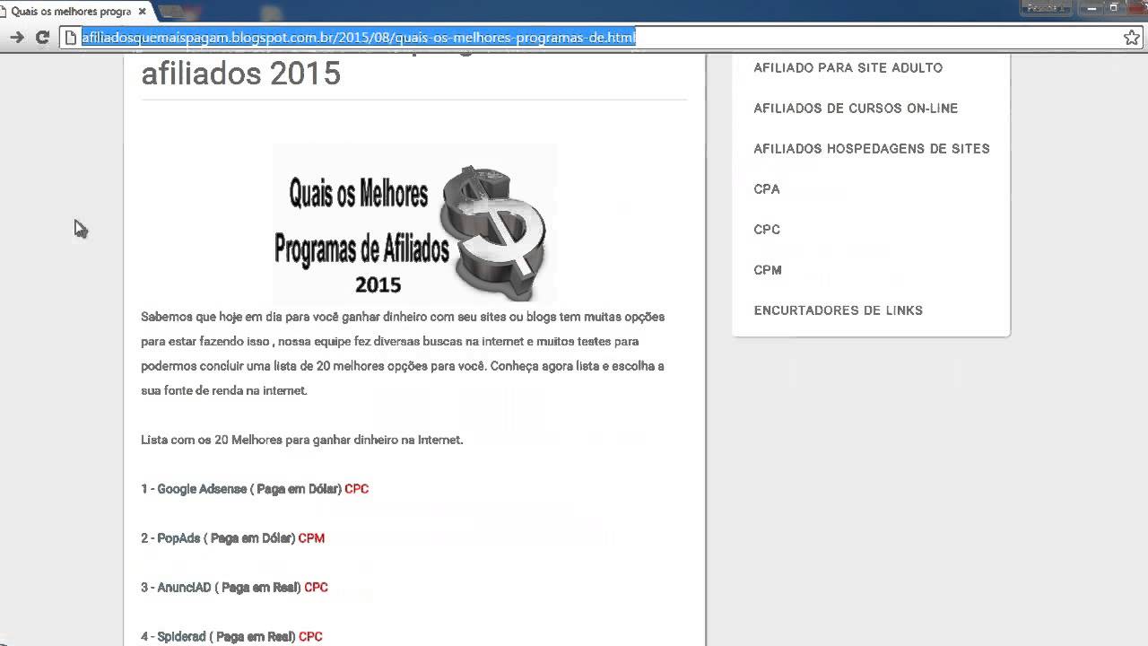 Quais os melhores programas de afiliados 2015