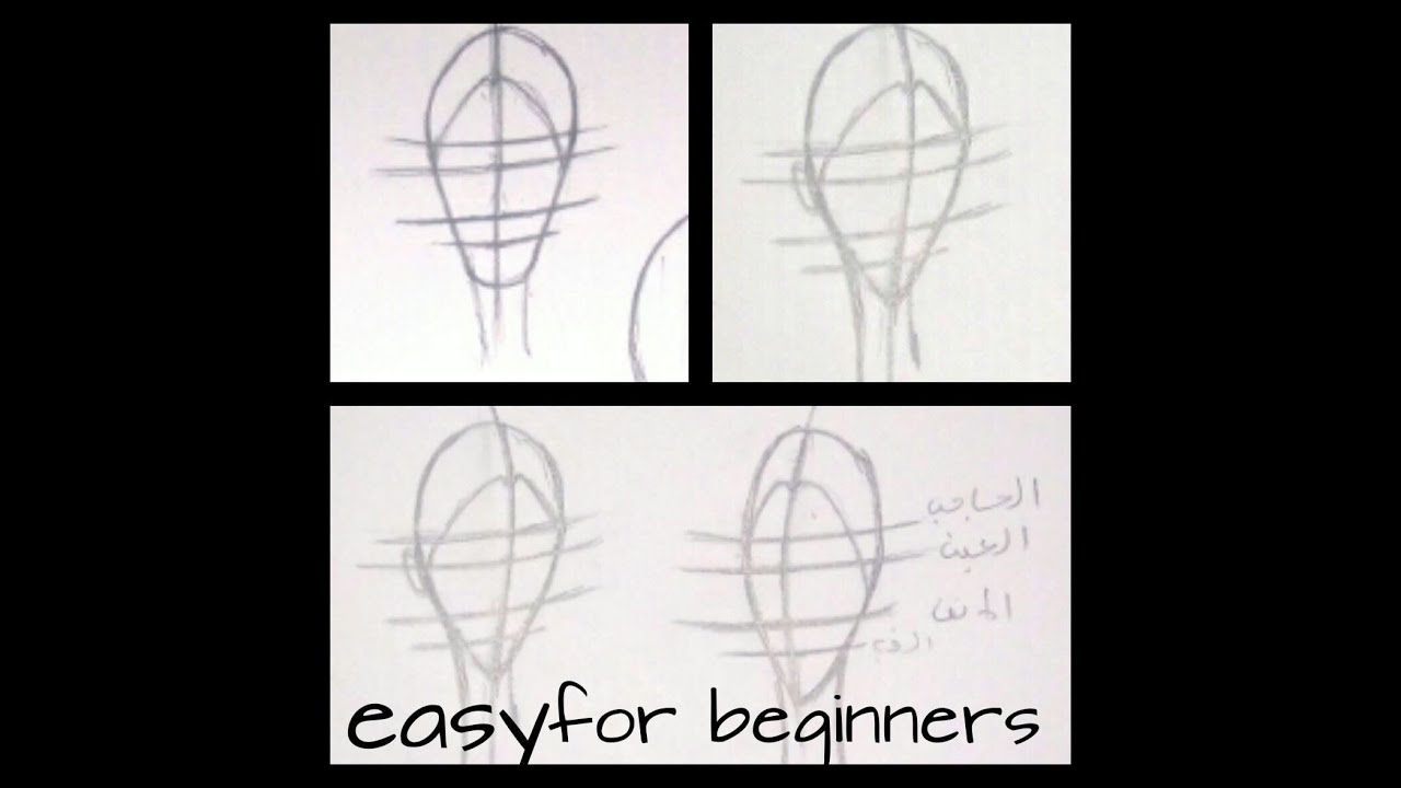 fashion drawing for beginners: lesson1: easy way to draw faceللمبتدئين:اسهل طريقة لرسم وجه المانيكان