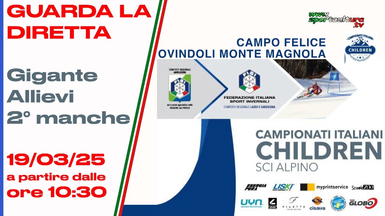 Slalom Gigante Allievi 2° manche CAMPIONATI ITALIANI CHILDREN 2025 | SPORTCULTURA.TV