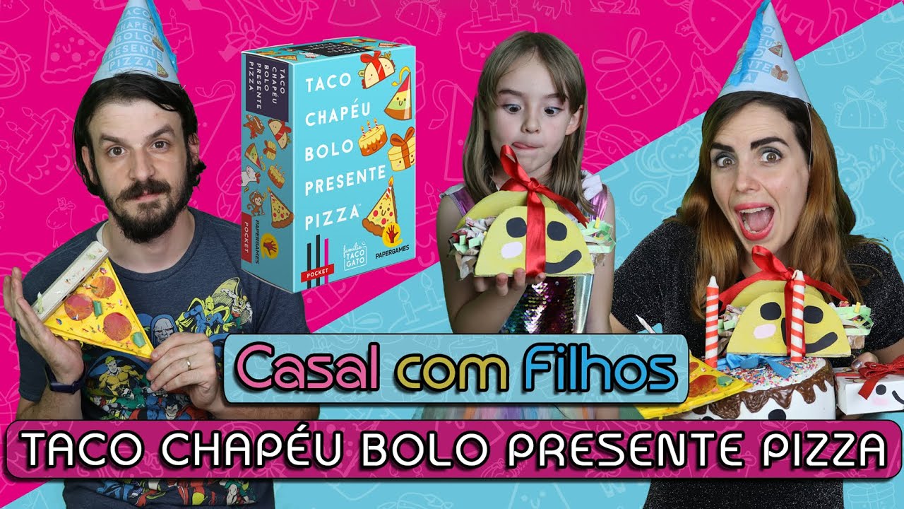 Casal com Filhos - Taco Chapéu Bolo Presente Pizza (Regras + Gameplay)