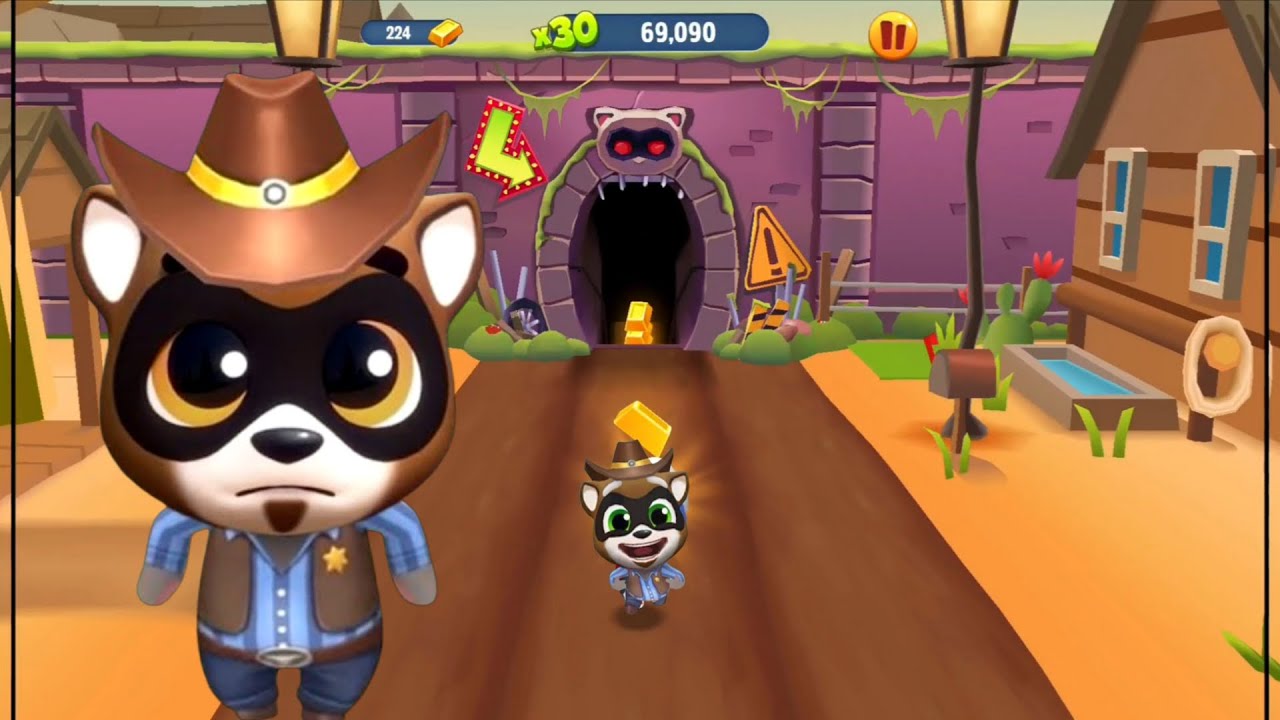 Talking Tom Gold Run Unlocks Wild West Characters - cOWBOY rACCOON hANK
