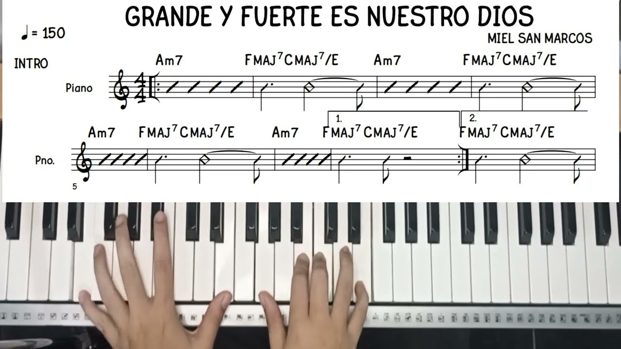Tutorial de Grande y Fuerte es Nuestro Dios de Miel San Marcos para Piano