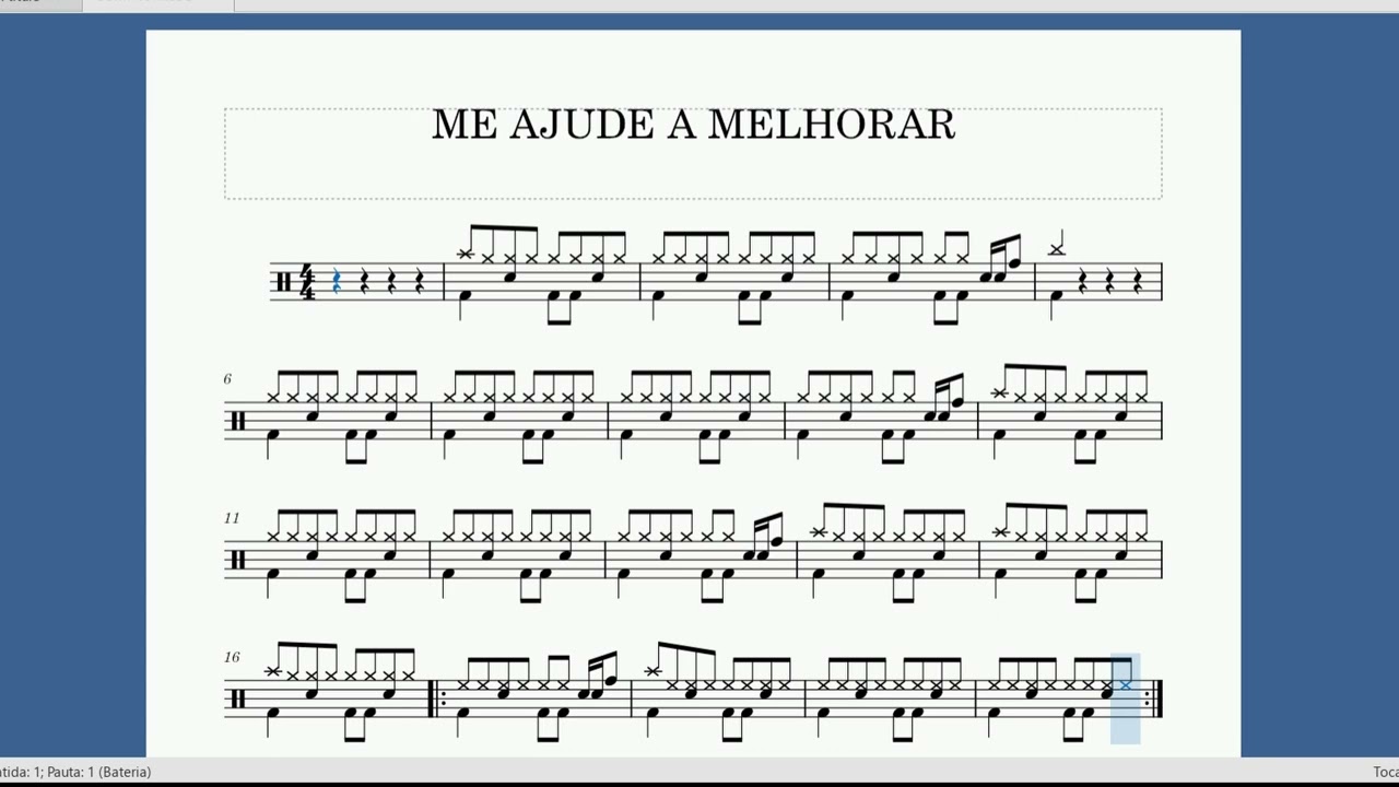 ME AJUDE A MELHORAR - PARTITURA DE BATERIA PARA INICIANTES