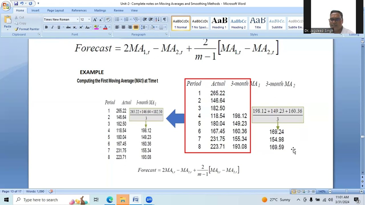 Double Moving Average Method