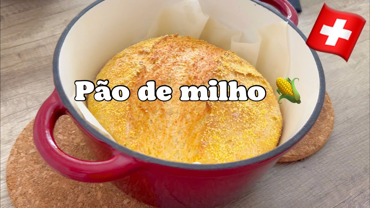 Receita de pão de milho 🌽de  longa fermentação na panela de ferro