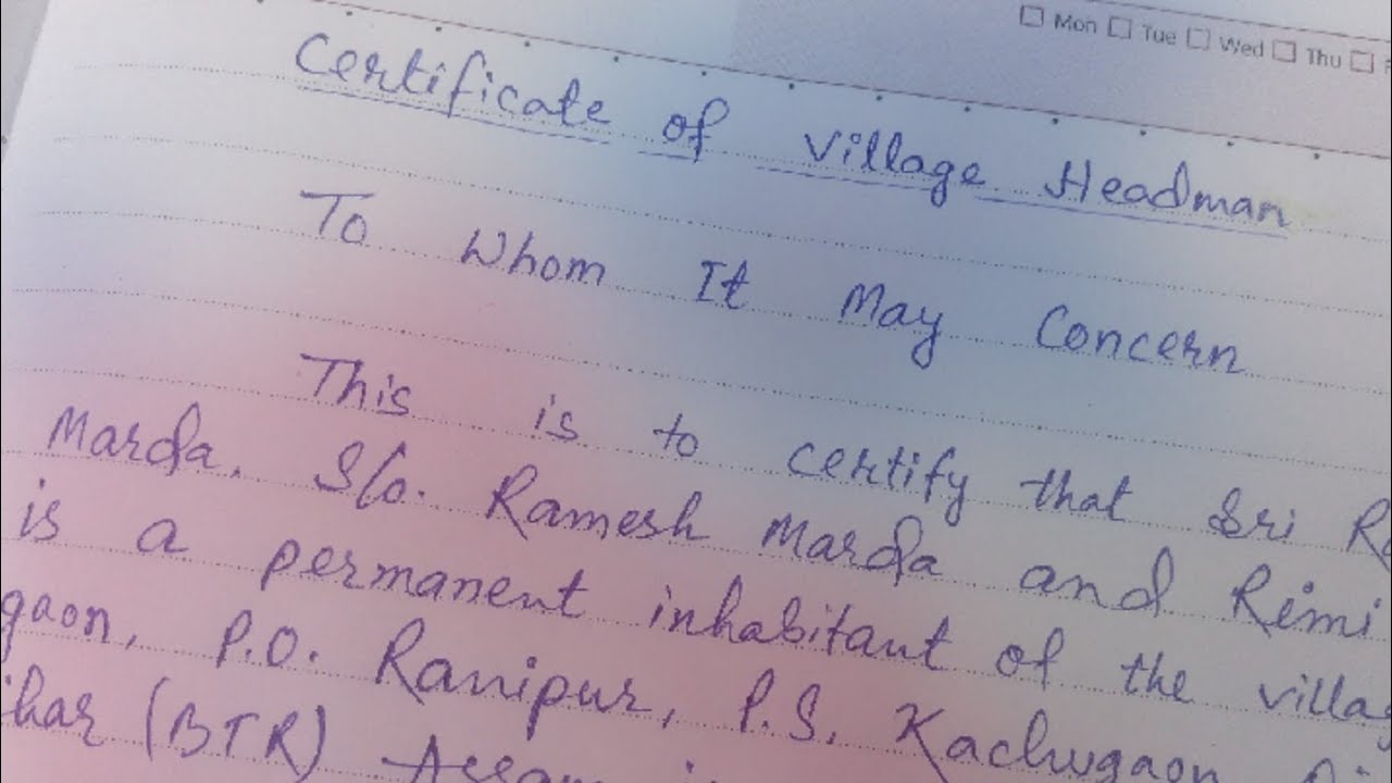 Village Headman certificate / How to write Headman certificate / Gaonbura Promanpatra.