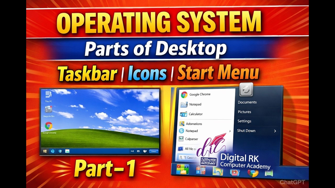 Desktop Ke Parts Ka Complete Explanation | Operating System Tutorial