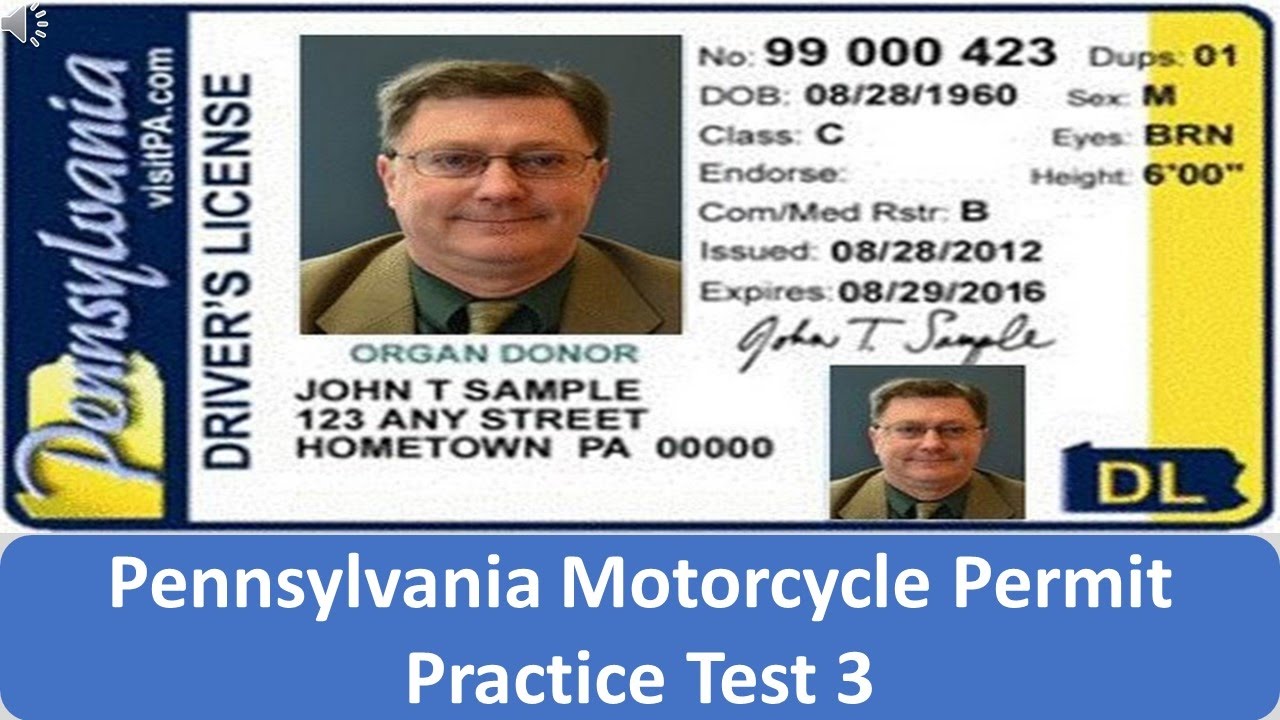Pennsylvania Motorcycle Permit Practice Test 3