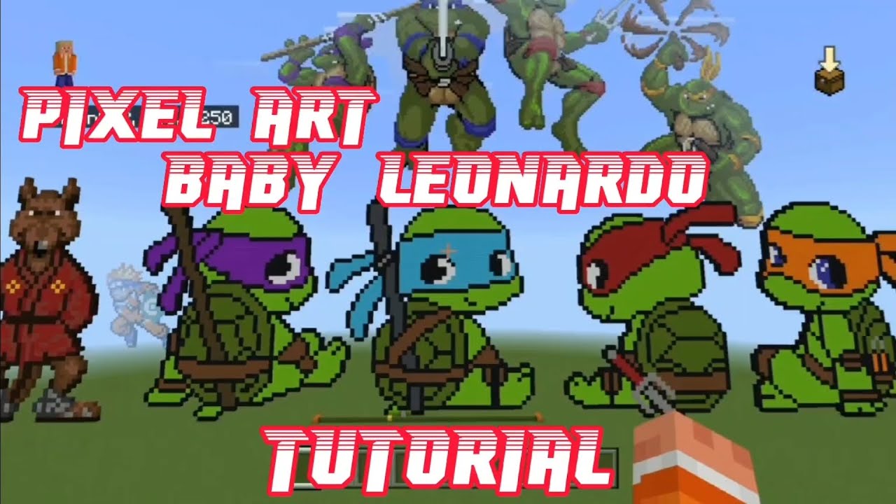 Pixel art of baby Leonardo from TMNT Minecraft tutorial