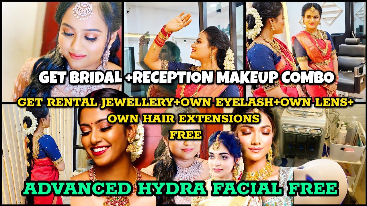 ADVANCED HYDRA FACIAL FREE| GLOW VIBES |HD BRIDAL AND RECEPTION MAKEUP |LOWEST PRICE + FREE JEWELLRY