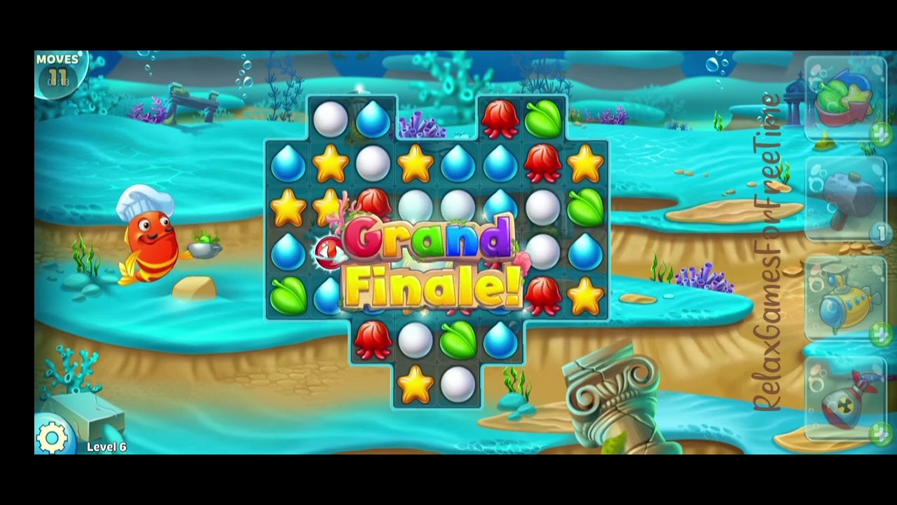 Reef Rescue: Match 3 Adventure - Level 6 gameplay match 3 puzzle fish decor aquarium building game