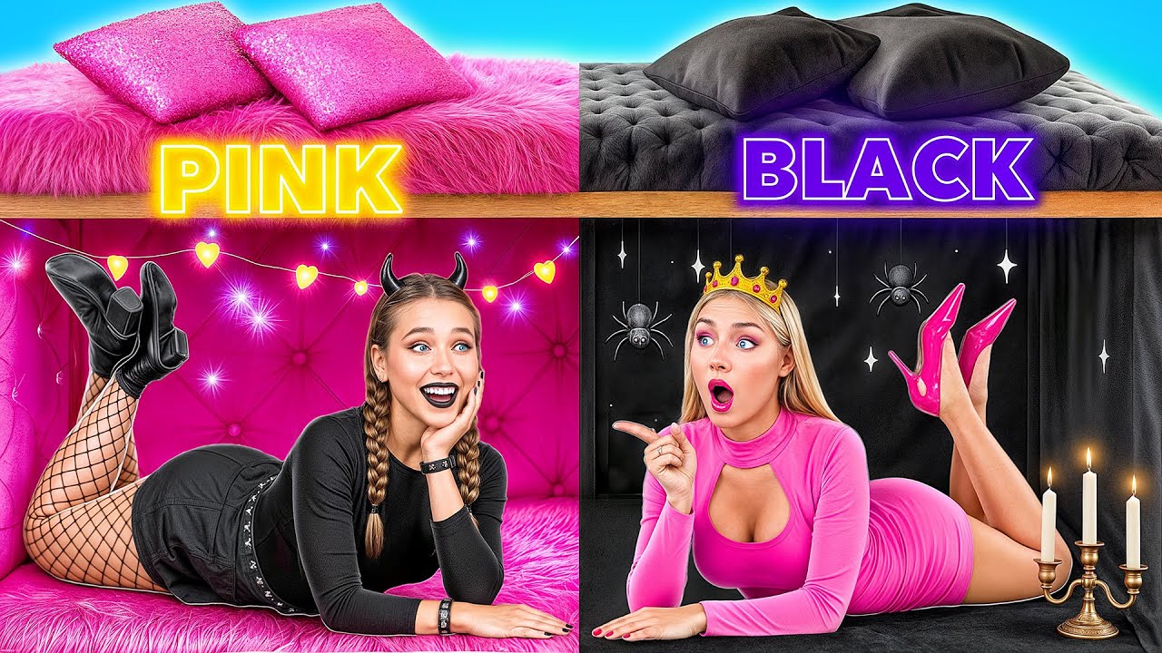 Секретные Домики под Кроватью | Розовое или Черное Челлендж от Multi DO Girls