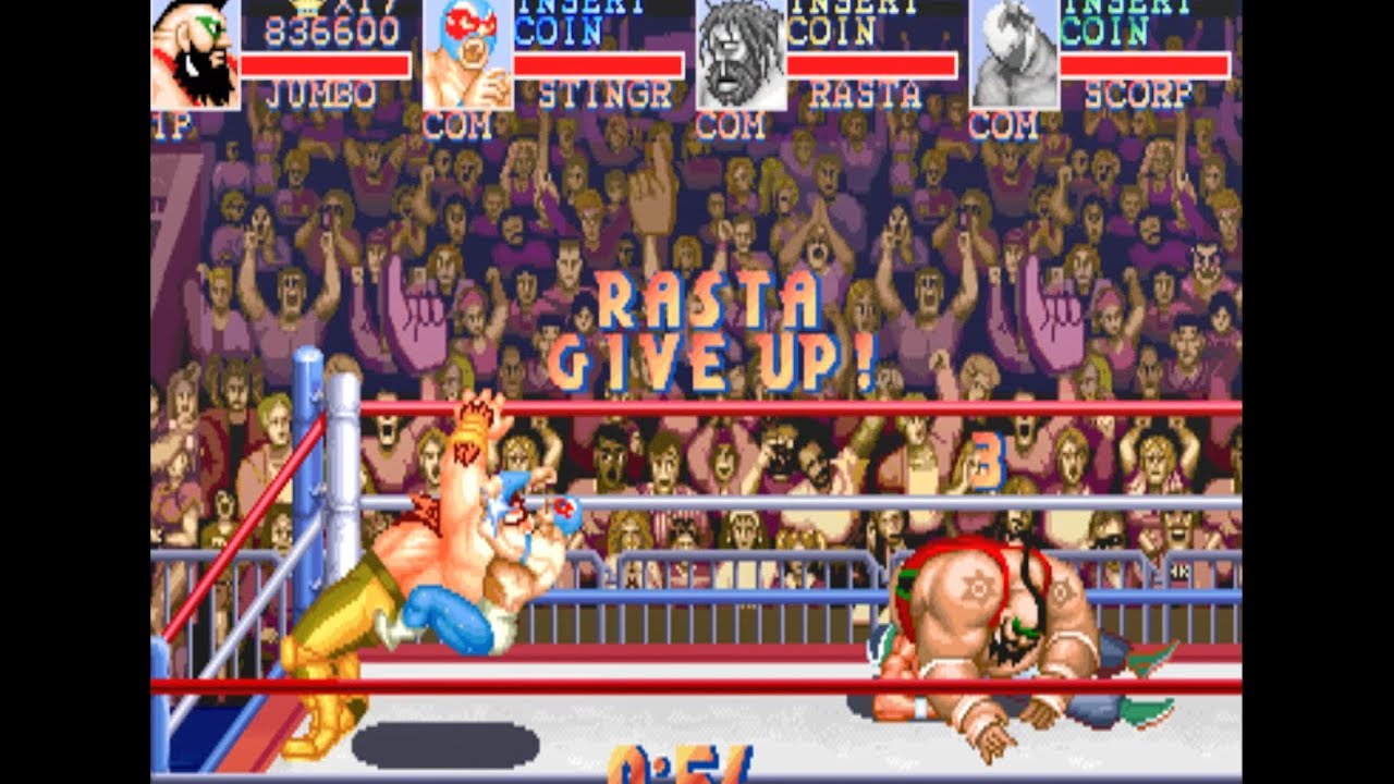 SATURDAY NIGHT SLAM MASTERS ( ARCADE ) JUMBO & STINGRAY - FULL TAG TEAM CHAMPIONSHIP NO LOSS MATCHES