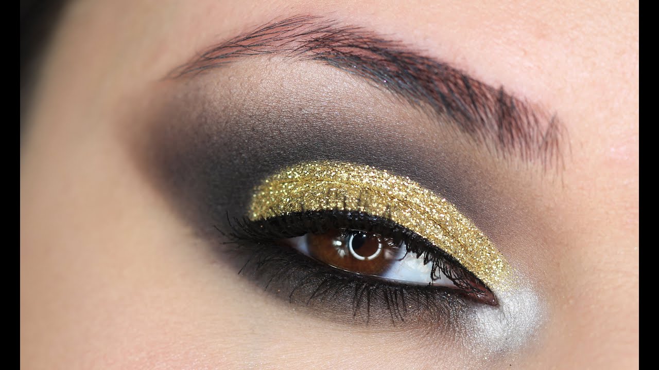 Gold glitter eye makeup tutorial!