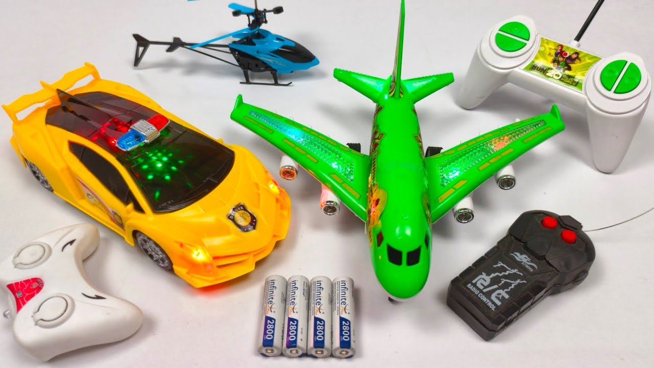 Radio control AEROBUS and 3D Lights Police Car | Rc Helicopter | aeroplane | Airplane A380 | Airbus