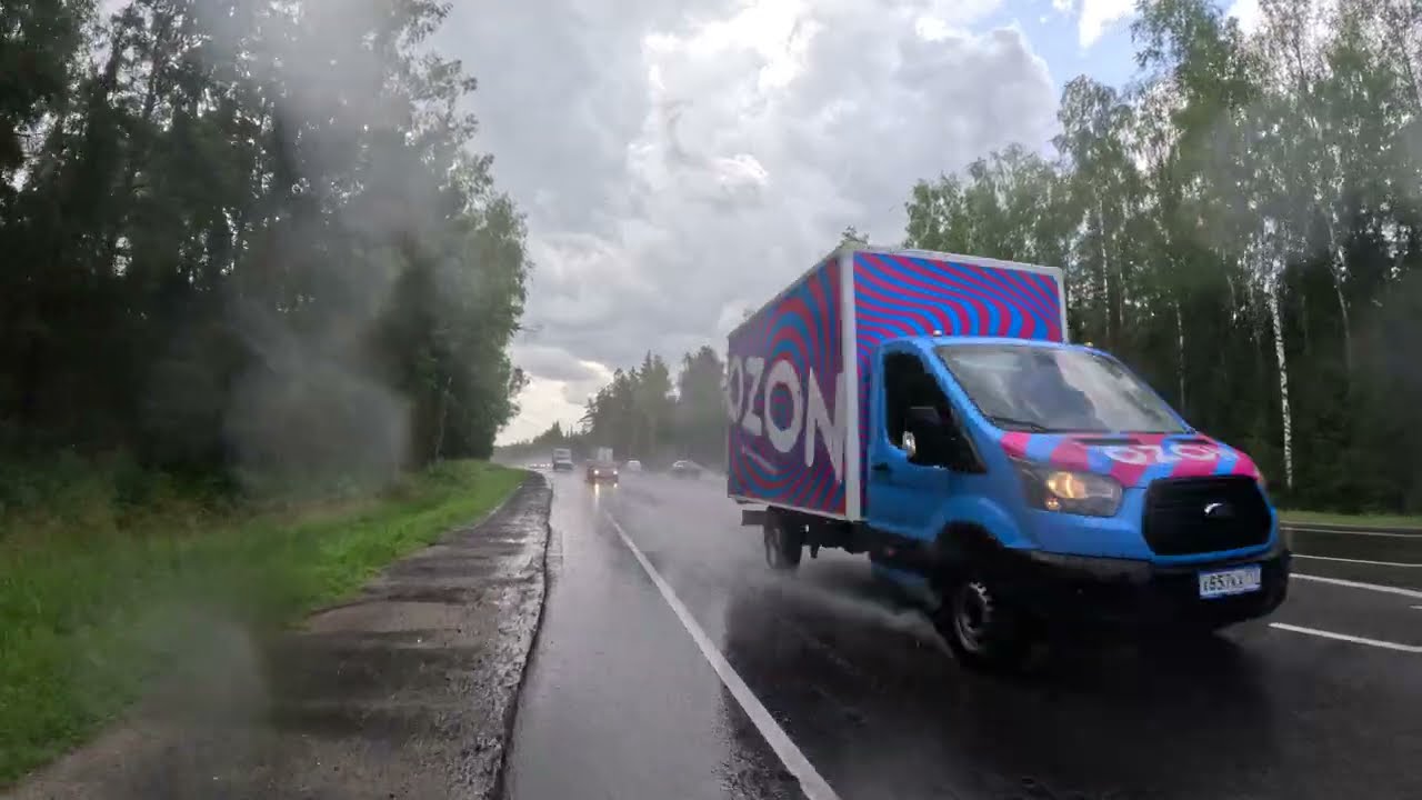 На вело по автотрассе в дождь #2